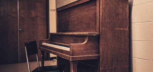 vintage piano in a room